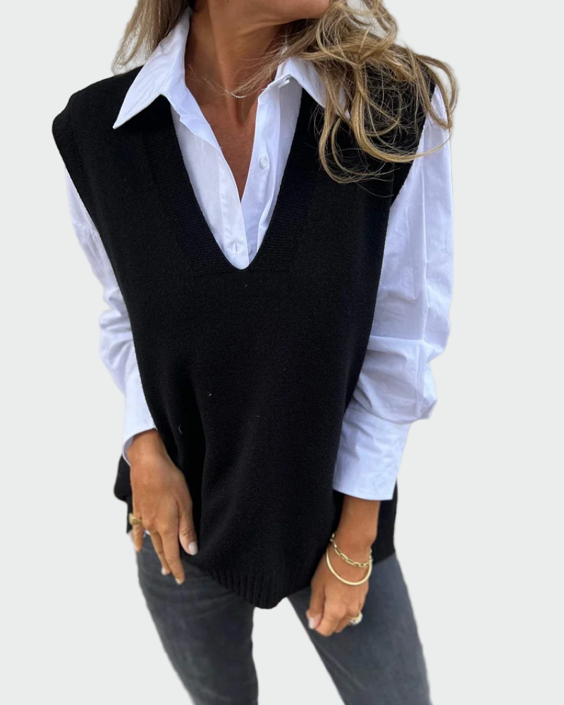 Maglione senza maniche intrecciato